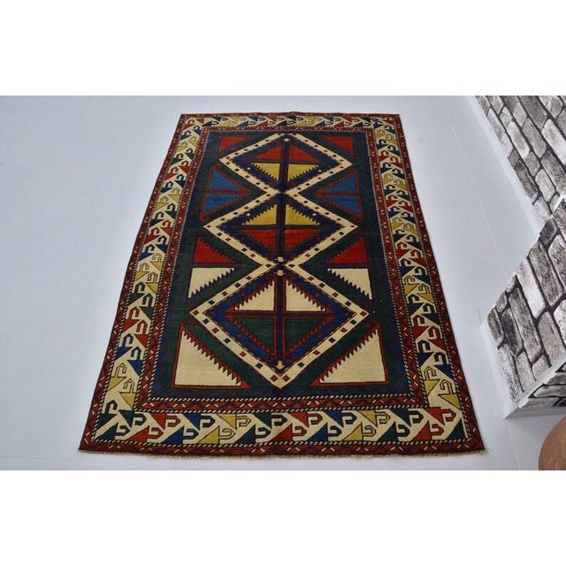 Turkish Colourful Vintage Wool Carpet For Sale - Image 3 of 10