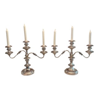 Pair of Early 20th Century Goldfeder 3 Arm Convertible Candelabras For Sale