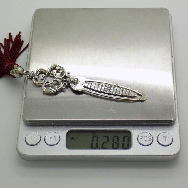 Vintage Italian Silver 800 Bookmark with Red Tassel by Nicchi, Arezzo, 1980s For Sale - Image 10 of 12