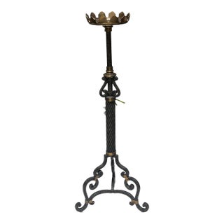 Maitland Smith Baroque Style Wrought Iron & Bronze Floor Pricket Candlestick For Sale