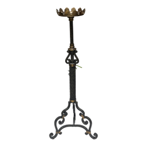 Maitland Smith Baroque Style Wrought Iron & Bronze Floor Pricket Candlestick