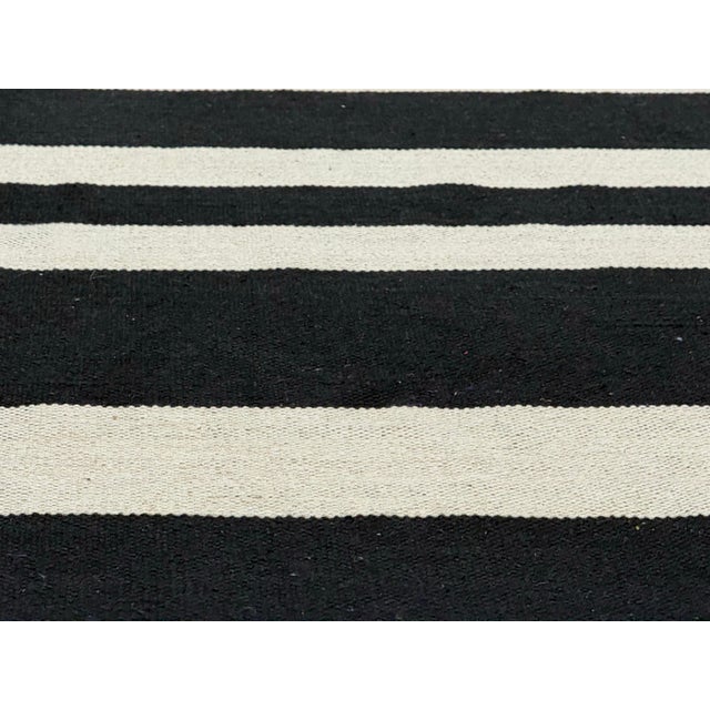 2010s 8ft 9in × 12ft 3in Four Hands Willow Offset Black Stripe Cotton Area Rug For Sale - Image 5 of 12