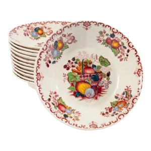 Vintage Mason's Ironstone Berry Bowls - Fruit Basket Pattern- Set of 12