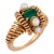 French Mid Century Emerald Pearl 18k Yellow Gold Ring, Size 5 For Sale