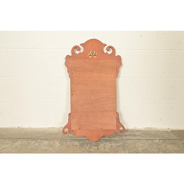 1980s Baker Furniture Style Chippendale Carved Mahogany Wall Mirror For Sale - Image 9 of 10