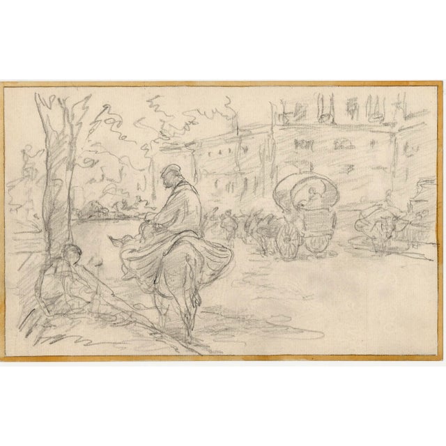 Traditional Walter Shirlaw Madrid Spanish Street Scene Drawing For Sale - Image 3 of 3