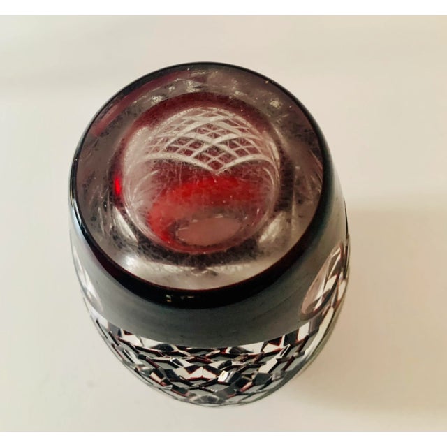Vintage Hand Cut Red Crystal Vase From Europe For Sale - Image 4 of 5