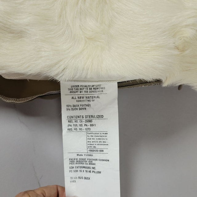 Textile Pair of Quality White Fur Pillows Feather Down Filled For Sale - Image 7 of 9