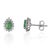 Art Deco Vintage Style Natural Pear Emerald & Diamond Halo Stud Earrings in 925 Silver 2 Pieces For Sale - Image 3 of 12