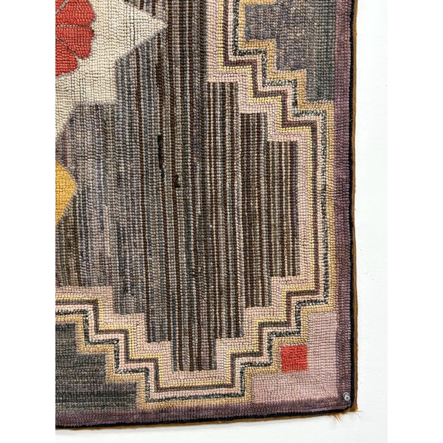 Vintage Hand Hooked Geometric Area Rug For Sale - Image 12 of 18