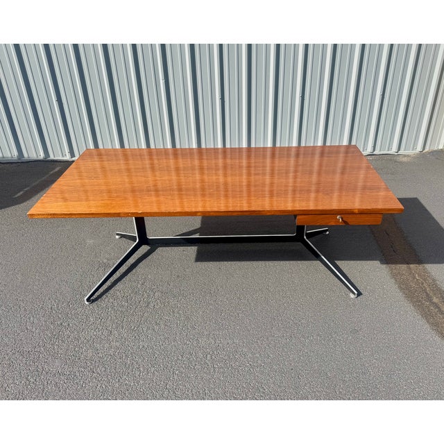 1960s Ward Bennett for Lehigh Walnut Cantilever Executive Desk For Sale - Image 5 of 13