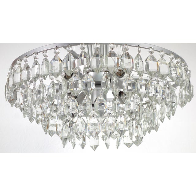 Antique Silver-Plated Brass and Lead Crystal Chandelier from Bakalowits Lobmeyr, 1960s, in Very Good conditions. Designed...