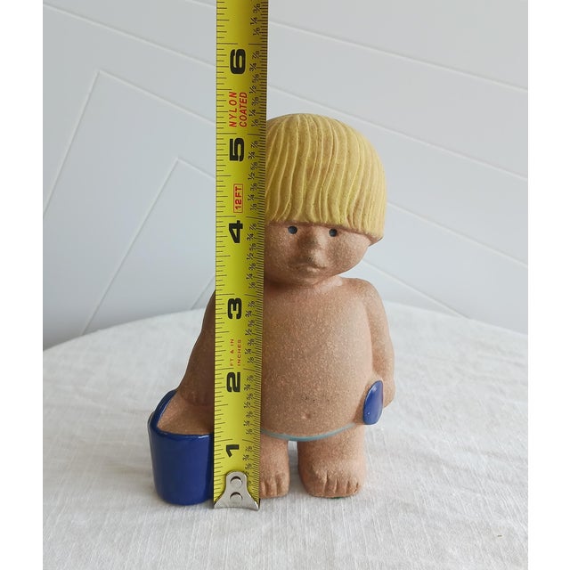Vintage Lisa Larson "Boy With Bucket" Figurine | Children of the World Series, Gustavsberg Sweden For Sale In Tampa - Image 6 of 9