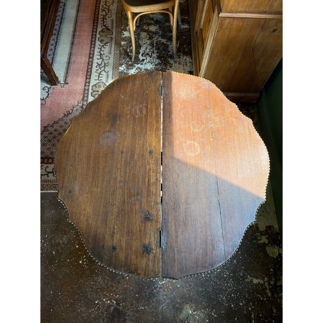 Jacobean Antique Oak Drop-Leaf Table With Nailhead Edge For Sale - Image 3 of 4
