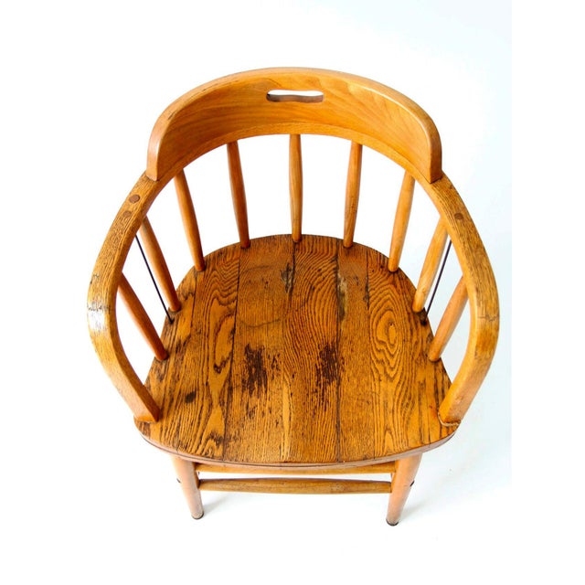 Vintage Oak Captain's Chair For Sale - Image 4 of 17