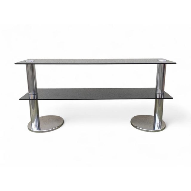 Console Table in Smoked Glass and Chromed Steel, 1970s For Sale - Image 13 of 13