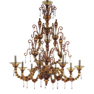 Handcrafted Modern Brown Ca’ Rezzonico Chandelier With Curled Murano Glass Details For Sale