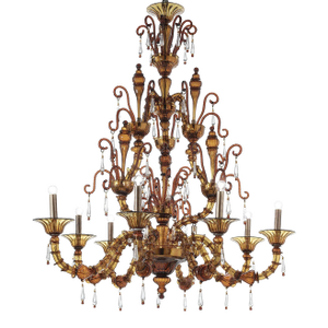 Handcrafted Modern Brown Ca’ Rezzonico Chandelier With Curled Murano Glass Details