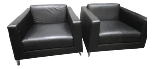 Bernhardt Design Calibra .02 Lounge Chair in Black Leather - A Pair