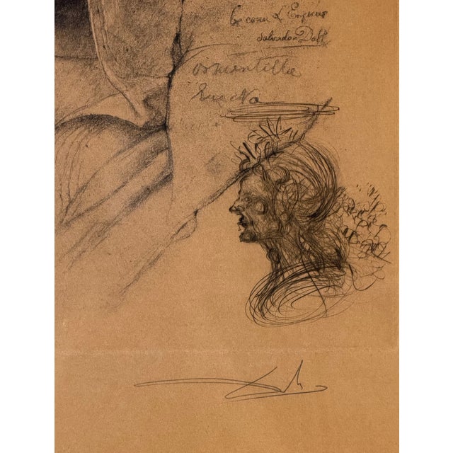 Salvador Dalí 1970s Salvador Dali Portrait of Picasso (Ochre) For Sale - Image 4 of 5