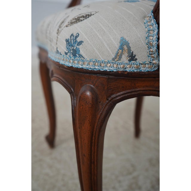 Vintage Italian Walnut Finish Vanity Bench Chair For Sale - Image 15 of 18