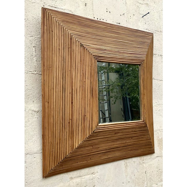Coastal Vintage Coastal Pencil Reed Mirror For Sale - Image 3 of 8