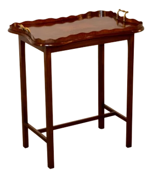 19th Century English Mahogany Inlaid Serving Tray on Stand