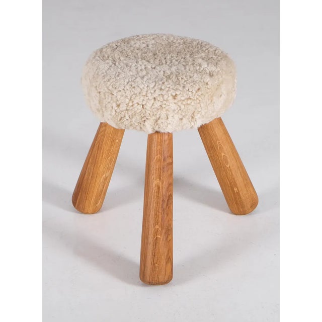 Sheepskin stool produced by Ingvar Hildingsson, Sweden. Signed "IH". Designed 1970s. This piece is attributed to the...