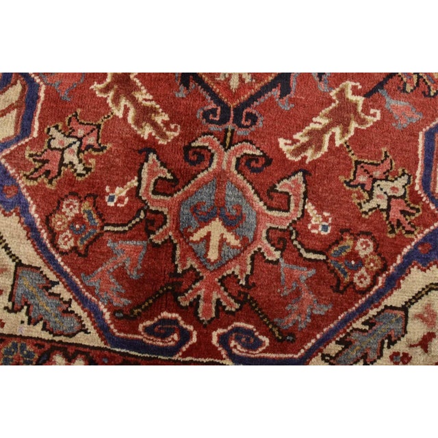1980s Heriz Rug 9'9'' X 12'10'' Red Wool Vintage Traditional Hand-Knotted Carpet For Sale - Image 5 of 15