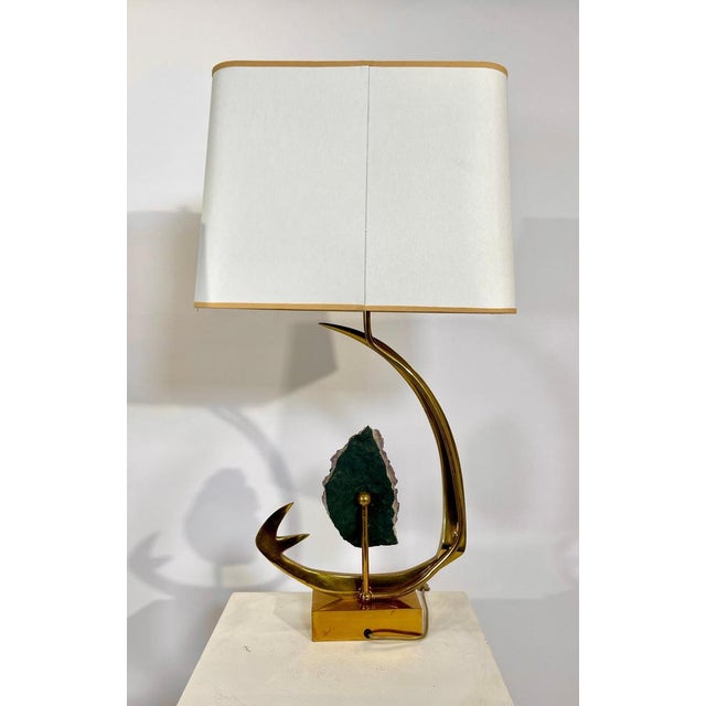 Metal Table Lamps in Sculptural Brass and Amethyst by Willy Daro, 1970s, Set of 2 For Sale - Image 7 of 11
