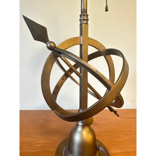 1950s Brass Armillary Table Lamp For Sale - Image 4 of 9