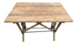 20th Century Adjustable Reclaimed Oak and Iron Drafting Table