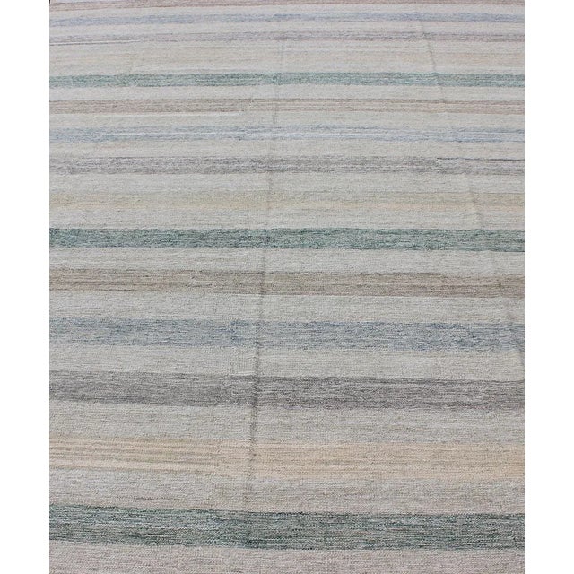 Early 21st Century Flat-Weave Kilim in Striped Design by Keivan Woven Arts 8'1 X 11'4 For Sale - Image 5 of 12