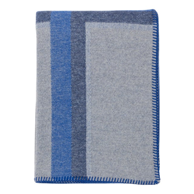 Plaid Jacquard Blue in Lana Merino by Villa Como For Sale