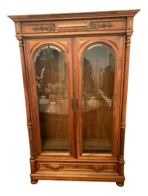 2-Door Display Cabinet in Walnut with Detached Columns, 19th Century