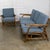 Fantastic vintage Tropical or Coastal style rattan 3-piece sofa and lounge chair set by Calif-Asia composed of walnut...