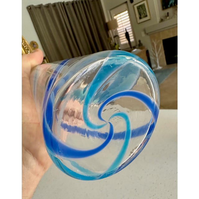 Murano Blue Stripe Glass Vanity Table Mirror For Sale - Image 10 of 12