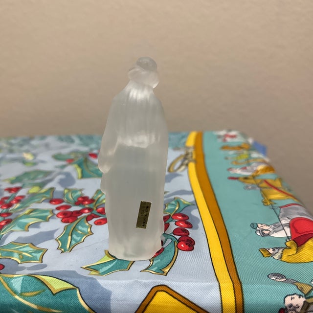 Glass Vintage Frosted Glass Nativity Wiseman Figurine in the Style of Lalique For Sale - Image 7 of 8