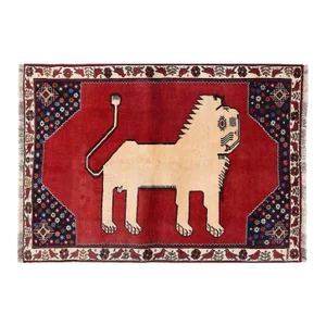 Pasargad Animal Pictorial Lion Shiraz Persian Handknotted Rug