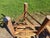 Wood Vintage Triangular Tripod Wood and Straw Stools, 1950, Set of 4 For Sale - Image 7 of 9