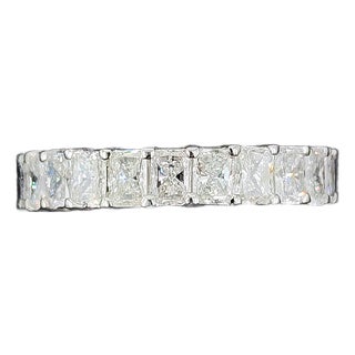 3.77 Ct Platinum Radiant Eternity Band Size 6.5 For Sale