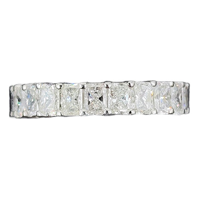 3.77 Ct Platinum Radiant Eternity Band Size 6.5 For Sale