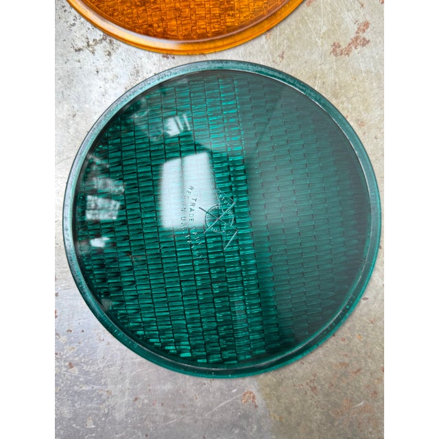 Ruby Red Vintage Eagle Signal Glass Traffic Light Lenses – Set of 3 For Sale - Image 8 of 14