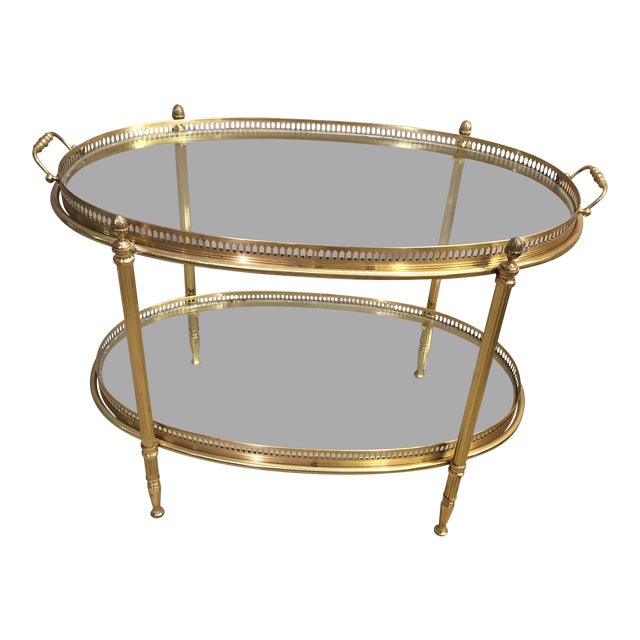 MidCentury Italian Brass Oval Bar Cart Chairish
