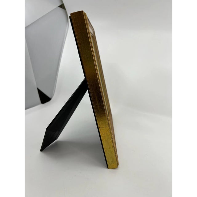 Vintage Italian Red Bole Gold Gilt Wood, Easel Back Picture Frame Under Glass For Sale - Image 4 of 14
