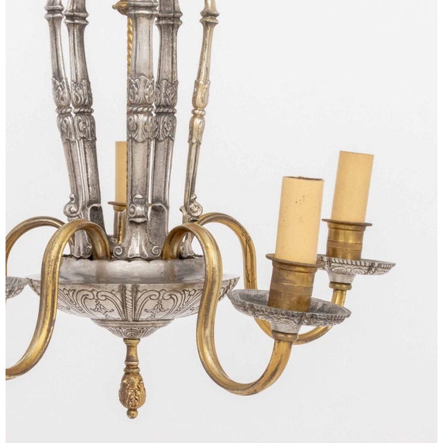 Dutch Baroque Style Pewter and Brass Chandelier For Sale - Image 9 of 9
