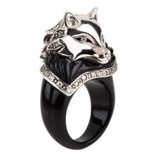 Miriam Salat Fox Limited Edition, Sterling Silver & White Topaz Ring For Sale