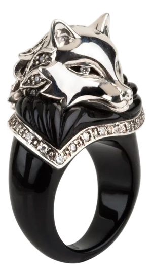 Miriam Salat Fox Limited Edition, Sterling Silver & White Topaz Ring