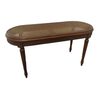 Antique French Walnut Cane Top Bench For Sale