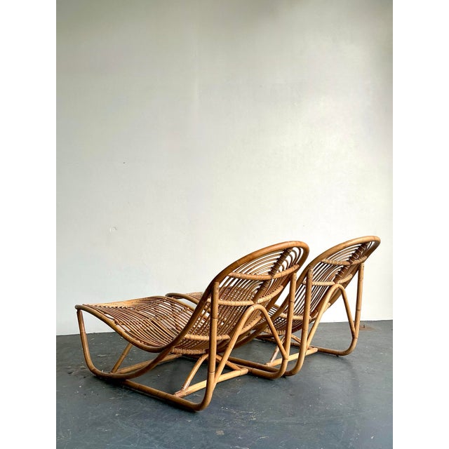 Vintage Bent Rattan Chaise Lounge - A Pair For Sale - Image 9 of 12